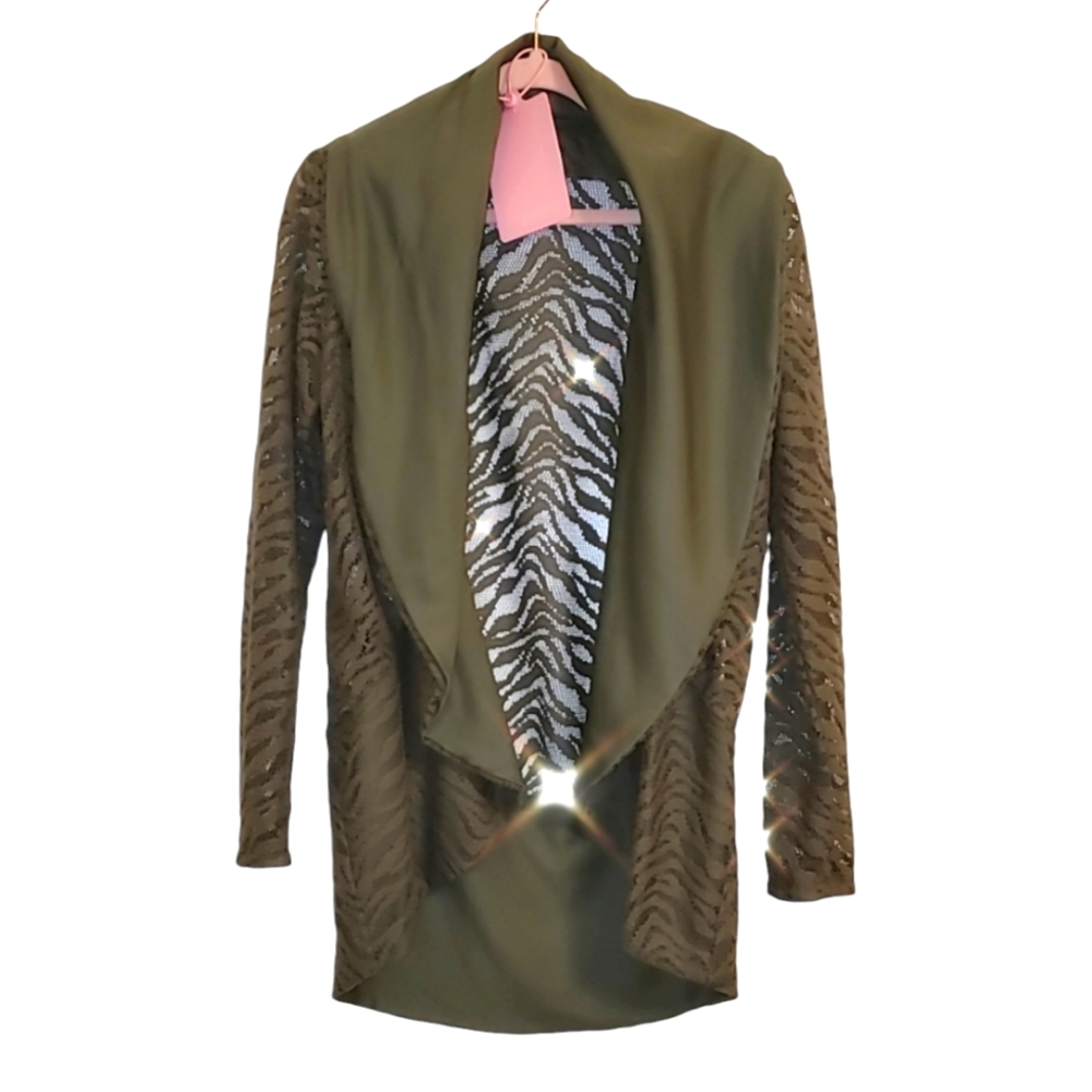 Olive green zebra lace lightweight custom waterfall jacket small/medium